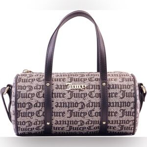 NEW Juicy Couture Contour Mini Barrel Bag - Black & Beige Monogram Y2K